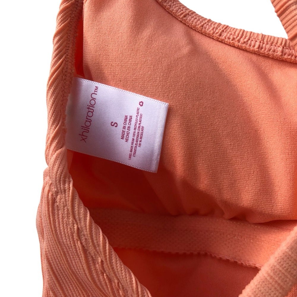 NWOT Xhilaration Tangerine Orange Peach Ribbed Backless One-Piece Swimsuit - Picture 13 of 16